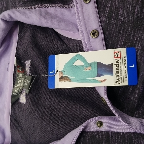 Avalanche Womens Large Loma Sweatshirt Purple Pull Over Quarter Snap Button NEW - Picture 8 of 14